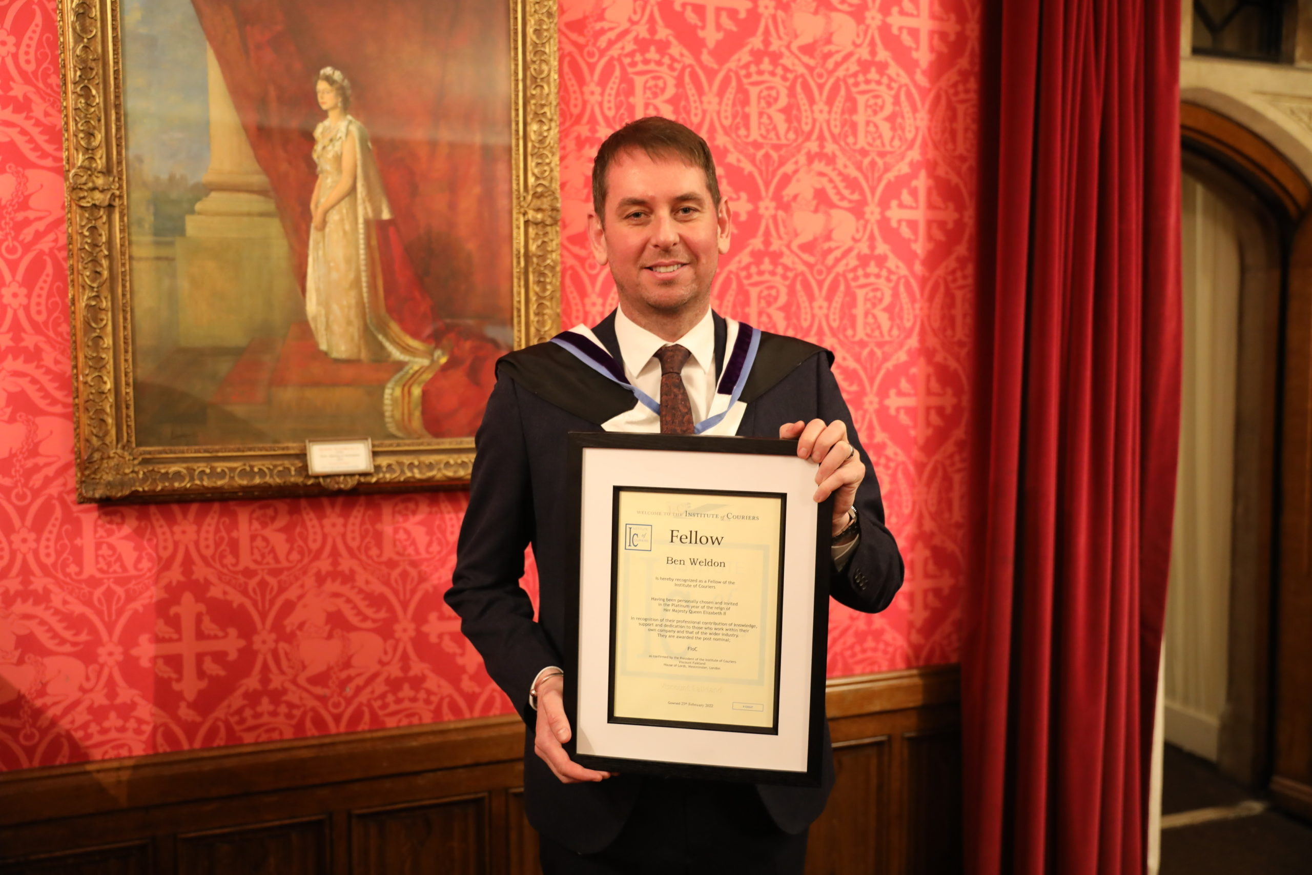 Ben’s Evening at Westminister’s House of Lords – A Fellows Gowning with the Institution of Couriers